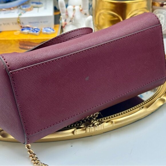 🆕 TORY BURCH 🧿NWOT Mini Emerson Top Zip Tote with Chain Strap, Imperial Garnet - Picture 12 of 14